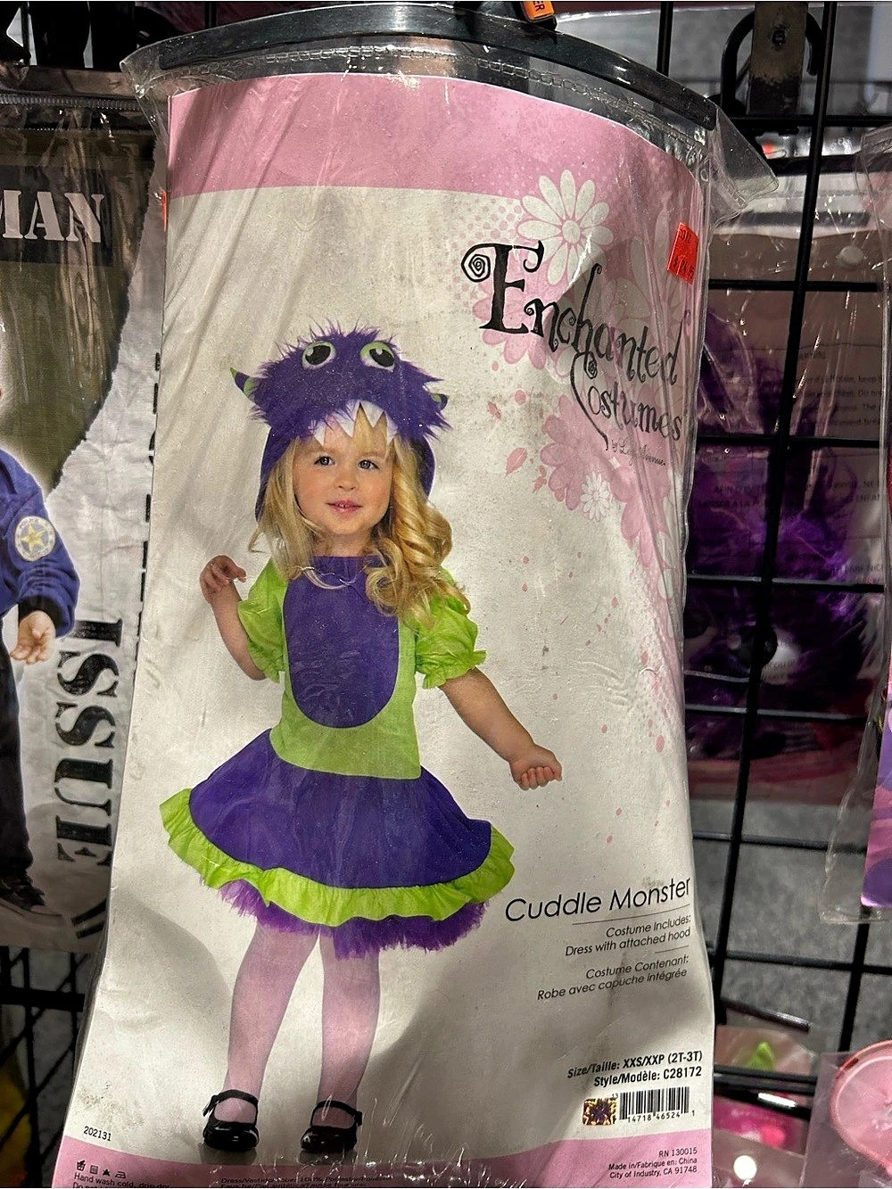 Leg Avenue Cuddle Monster Costume Girls 2T Purple & Green